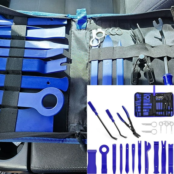 19Pcs Trim Removal Tool, Car Panel Door Audio Dashboard Trim Removal Tool Kit, Auto Clip Pliers Fastener Remover Set, Plastic Pry Tool, Automotive Upholstery Removal Kit