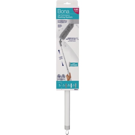 Bona High Performance Dusting System - 1 Extendable Handle 3 Disposable Dusters 1 Reusable Duster & 1 Storage Bag - Extendable Dusting Kit