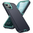 thumbnail image 2 of JTCASES for iPhone 14 Case, Shockproof Anti-drop PC Frame Anti-slip Strip Silicone Back Shell Rugged Anti-scratch for iPhone 14 (6.1" 2022) - Black+Green, 2 of 8
