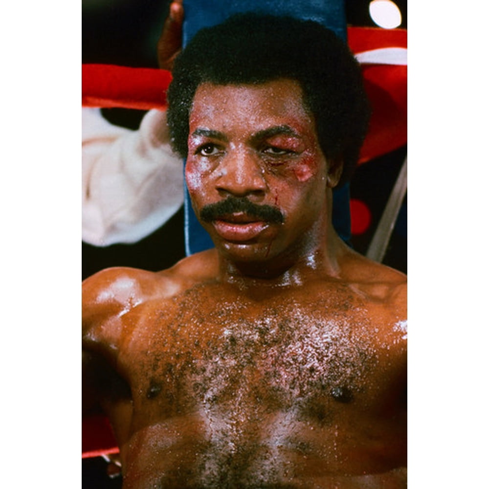 Carl Weathers in Rocky III sweaty sitting in corner of ring 24x36