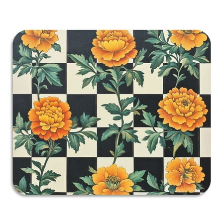 

Checkerboard Plaids Yellow Flowers Diatomite Dish Drying Mat Drain Pad for Kitchen Sink Countertop 24 x 20