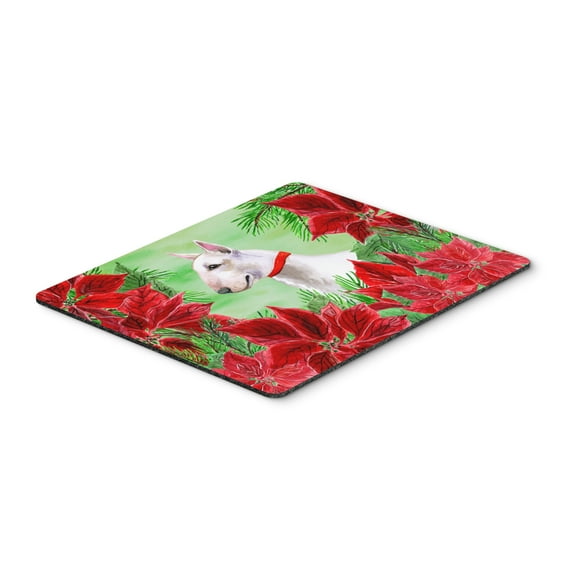 Bull Terrier Poinsettas Mouse Pad Hot Pad or Trivet