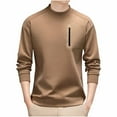 thumbnail image 1 of LNWUY Men's Long Sleeve Shirts Quick Dry Performance Shirt Spring Autumn Solid Color Padded Warm Comfortable Round Neck Shirts with Zipper Beige XXXXL, 1 of 7