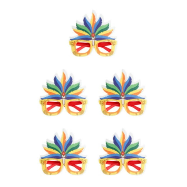 Guardoinrt Lunettes de Soleil Cadre Couleur Vive Lunettes de Carnaval Balle Performance de Scène Robe Fournitures de Fête Orange Bleu Vert 5Ensemble