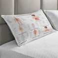 thumbnail image 2 of Human Anatomy Quilted Pillowcover, Chart of Organs Body Structures Biology Themed Cartoon Schemes, Standard King Size Accent Pillow Cover for Bedroom, 36" x 20", White and Multicolor, by Ambesonne, 2 of 2