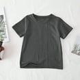 thumbnail image 5 of lcziwo Girls Boys Short Sleeve T Shirts Unisex Kids Summer Crewneck Tops Solid Casual Loose Fit Basic Tees Dark Gray 7 Years, 5 of 9