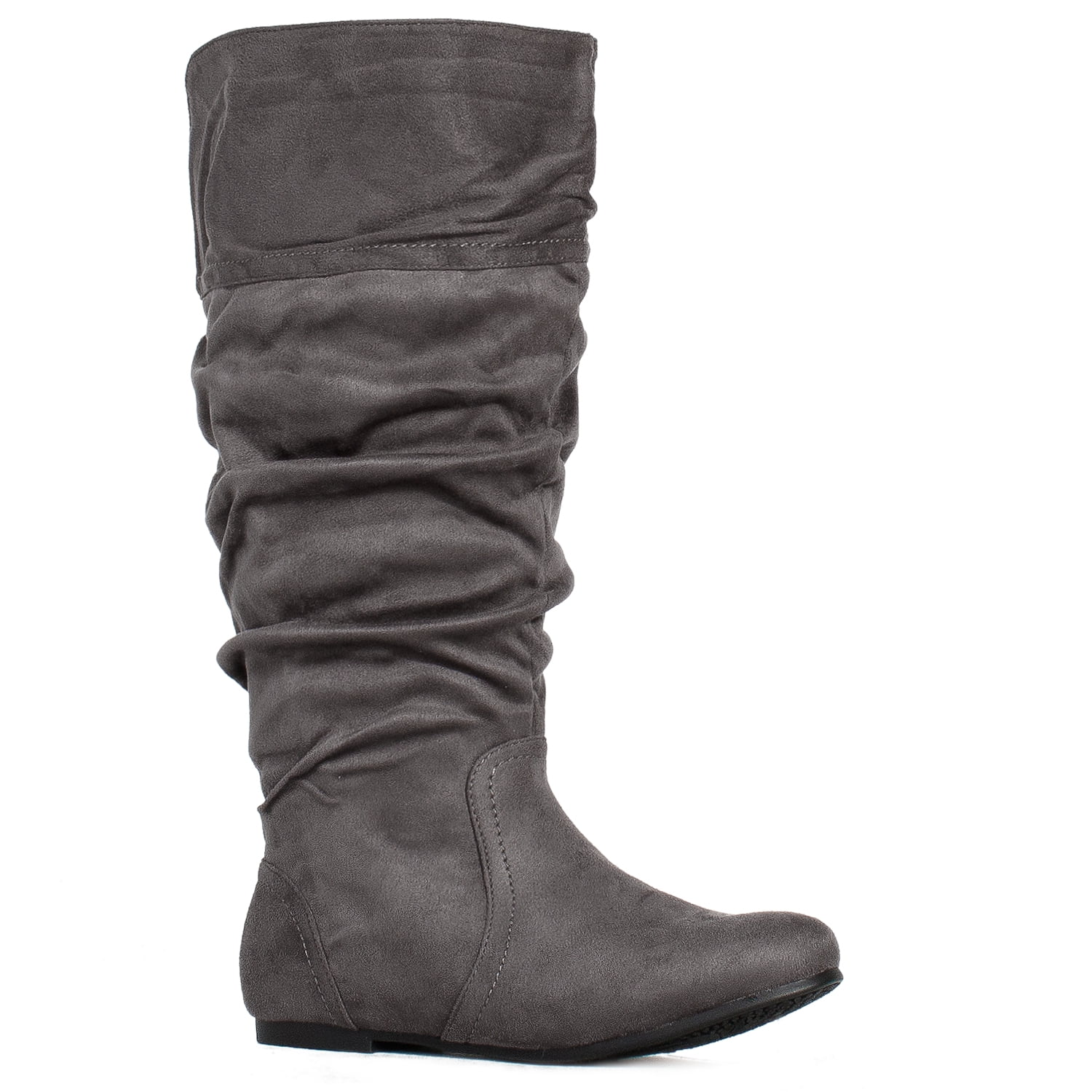 wide calf boots with block heel