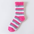 thumbnail image 2 of Soft Fuzzy Striped Crew Socks for Unisex,Warm Fleece Lined Cozy Socks for Indoor Winter and Sleep Wear Hot Pink, 2 of 4
