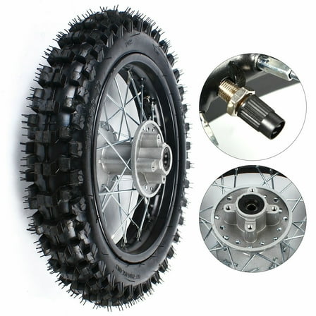 Miumaeov 12'' Rear Wheel Rim 80/100-12 Tire with Sprocket and Brake Disc Rotor For SSR Pit Dirt Bike 50/70/90/110/125/140cc