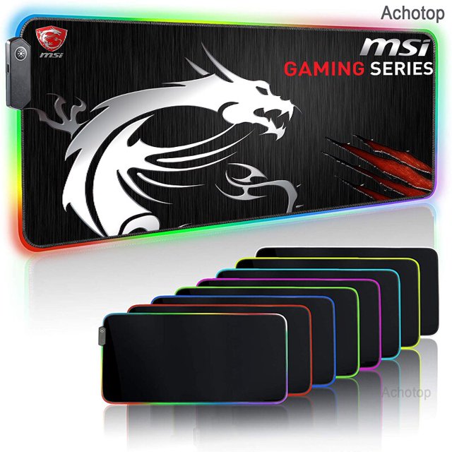 MSI Dragon-alfombrilla de ratón con luz LED para juegos, cubierta de teclado grande RGB, Base de goma antideslizante, alfombrilla de escritorio XL para PC LIUWENJING unisex