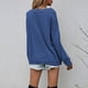 thumbnail image 2 of Gabardina para mujer largo de cuello Rojoondo de color sólido Suéter de punto de un solo pecho informal de talla grande (Azul, M), 2 of 5