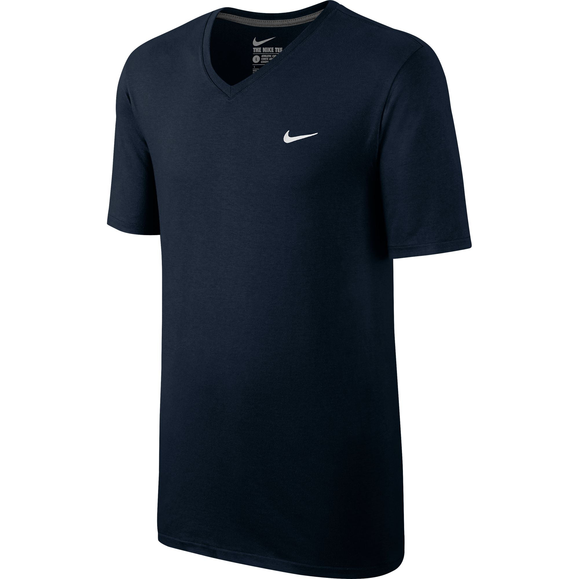 Nike V-Neck Swoosh Embroidered Men's T-Shirt Navy/White 725237-475 ...