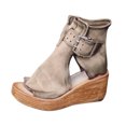 thumbnail image 3 of KBODIU Women's High-top Wedge Sandals Thick-soled Fish Mouth Roman Sandals Summer Casual Shoes Khaki 37, 3 of 4