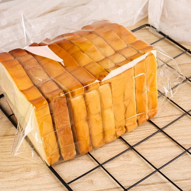 Bolsa de embalaje para pan tostado, para hornear, frutos secos, aperitivos, bolsa de plástico plana con cierre de lazo para alimentos
