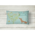 thumbnail image 2 of Carolines Treasures BB7631PW1216 Welcome Friends Red Dachshund Canvas Fabric Decorative Pillow  12H x16W multicolor, 2 of 3