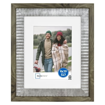 Mainstays Rustic Farmhouse Galvanized Metal and Wood op Picture Frames, Multiple Sizes