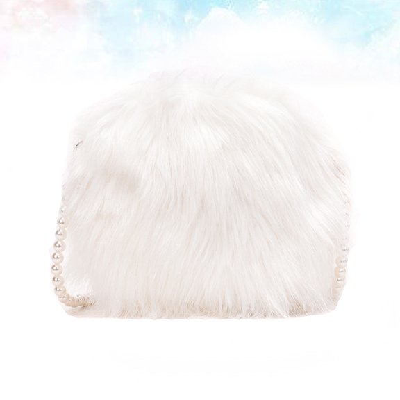 DEEPCRAFF White Woman Round Bag, Plush Crossbody Purse for Daily Use and Outings