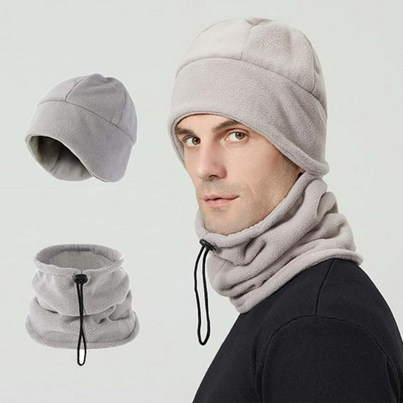 Fnooota Mens Hats and Gloves Sets, Warm 2PC Windproof Stretch Beanies & Scarves Sets  Gray Size Free Size