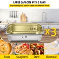thumbnail image 4 of VEVOR Commercial Electric Food Warmer, 3-Pot Steam Table Food Warmer 0-100℃ with 4 Lockable Wheels, Professional Stainless Steel Material with ETL Certification for Catering and Restaurants, 4 of 9