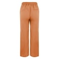 thumbnail image 4 of Orange Cargo Pants Women Solid Straight Solid Elastic Pants Long Linen Women Waist Cotton Casual Slit Trouser Legs Pants Woman Pants Clearance, 4 of 6
