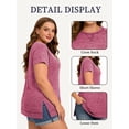 thumbnail image 3 of LANREMON Plus Size Women Tunic Short Sleeve Solid Blouse Loose Fit Summer Crewneck Chic Tops Side Slit Cute Pink Blouse for Women 26 Plus, 3 of 5