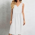 thumbnail image 6 of Casual Dress Tank Sundress 2026 Ladies' Casual And Fashionable Solid Color V-Neck Sleeveless Pocket Dress White Xl, 6 of 6