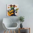 thumbnail image 2 of JEUXUS Hawaiian Frogs Play Guitar Funny Animal 100% Hand Painted Oil Painting with Stretched Framed Wall Art for Home Kids Room Bedroom Living Room Ready to Hang 16x16in, 2 of 4