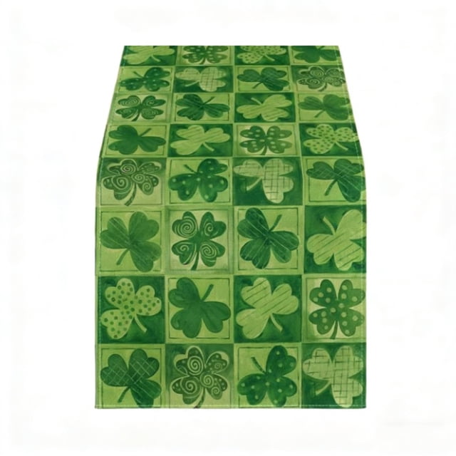Mlkoz St Patricks Day Decorations, St. Patrick's Day Table Flag Green Clovers Patterns Heat Insulating And Prevention Of Pollution Linen Tablecloth Home Decoration, Party Favors