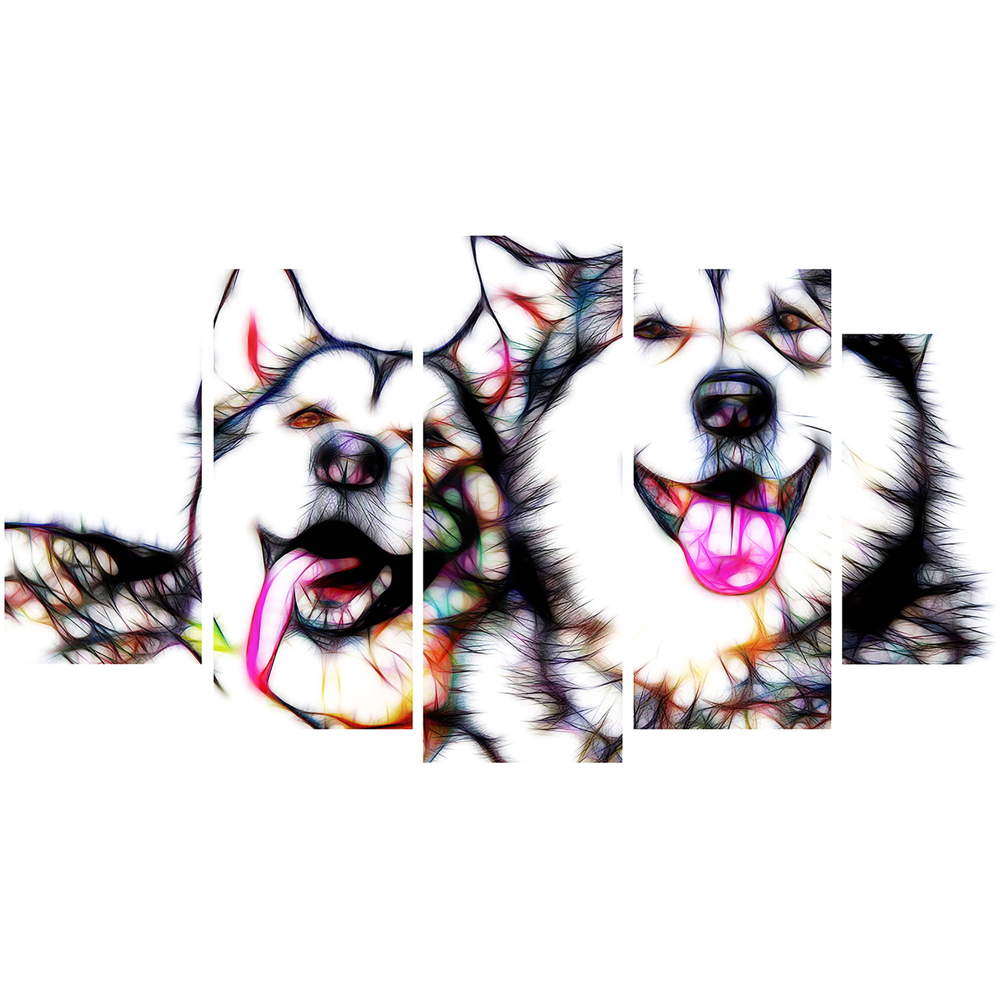 Design Art Husky Buddies 5 Piece Graphic Art on Wrapped Canvas Set