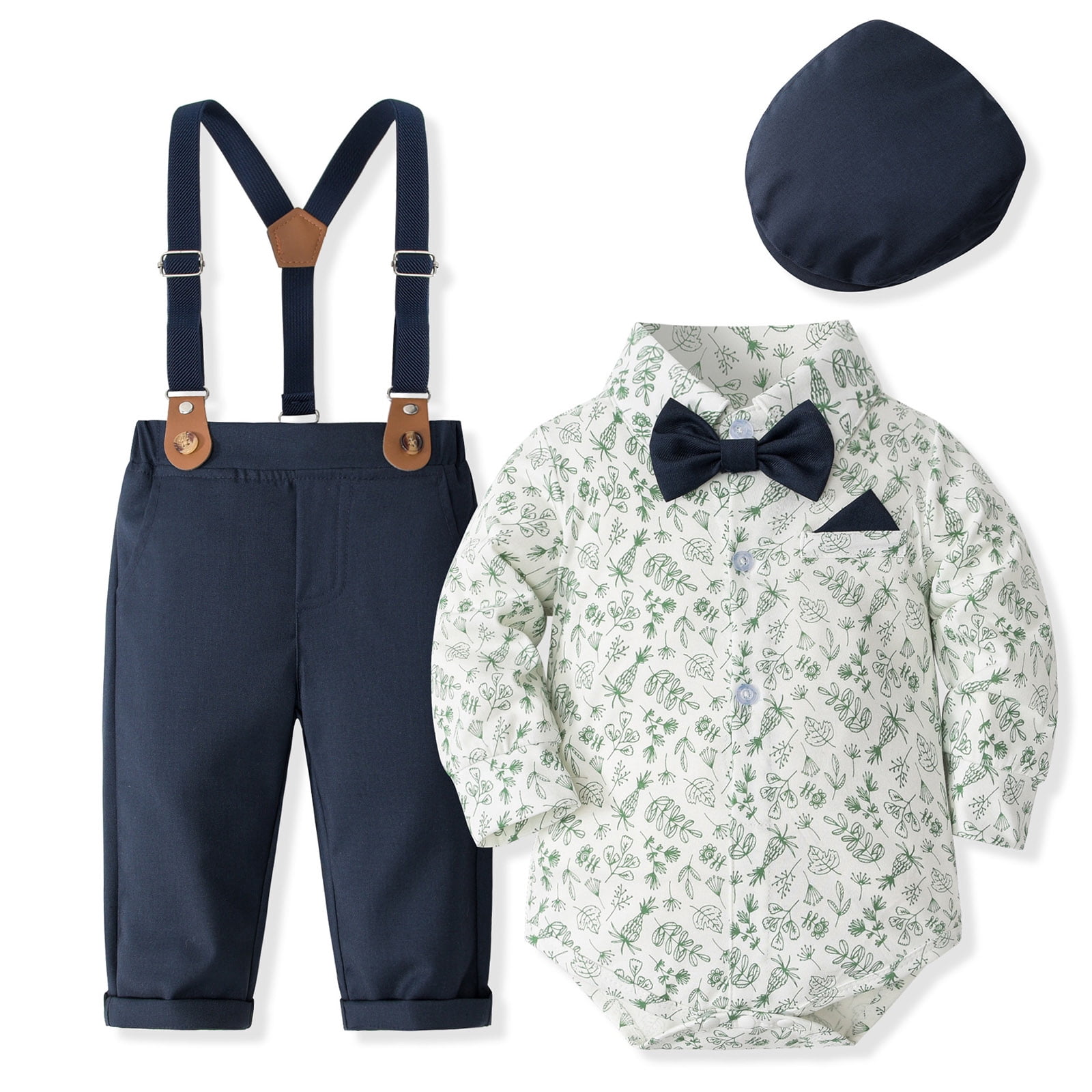 Ketyyh-chn99 Toddler Baby Boy Clothes Suit Toddler Boy Dress Clothes Outfit Button Down Shirt + Pants Set Size for 12-18 Months,Navy