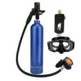 thumbnail image 2 of Rebreather de cilindro de oxígeno vacío de aluminio azul de 1L con cabezales de válvula de respiración secundaria de metal puro, 2 of 10