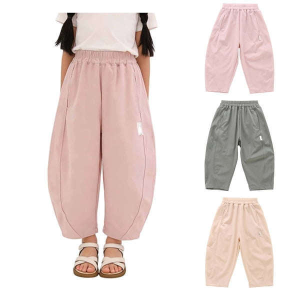 Sweatpants for Girls Joggers High Waist Elastic Pink Youth Sweatpants Outfits 3-4 Years