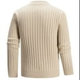thumbnail image 4 of Yusimy Men's Striped Knit Sweater Loose Fit Casual Pullover Round Neck Relaxed Style Stretch Yarn Oversized Top, 4 of 5