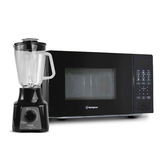 Combo Horno de Microondas Westinghouse 0.7 Pies Cúbicos Negro WKMWW2008 + Licuadora T-fal Powermix Glass Vaso de Vidrio 1.25 Litros Negra LN2898X0