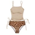 thumbnail image 3 of TrendOFT Girls Two Piece Swimsuits Spaghetti Strap Backless Sport Bikini Leopard Print Teen Junior Swimwear For Beach Pool Surfing Girl Bathing Suit Khaki 9-10 Years, 3 of 4