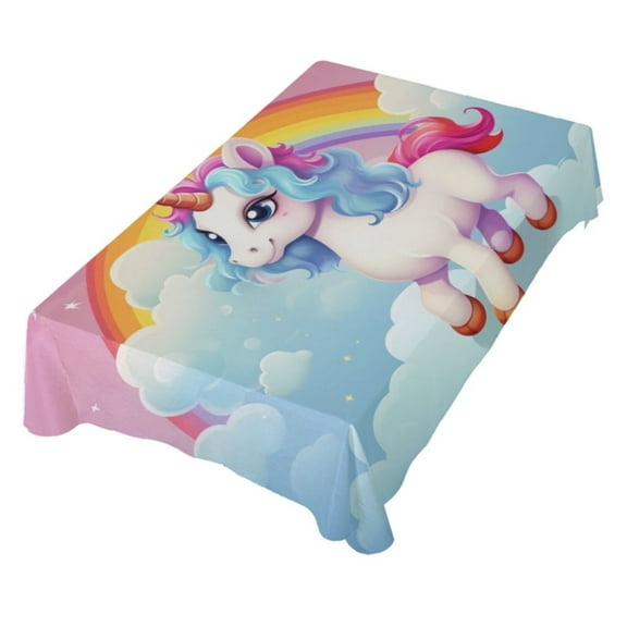 JSTEL Unicorn Rainbow Table Cloth Rectangle 54 x 72 Inch Tablecloth Anti Wrinkle Table Cover for Dining Kitchen Parties