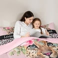 thumbnail image 5 of Homewish Cute Cheetah Queen Comforter Set,Jungle Wildlife Bedding Sets,Leopard Print Pink Flower Bedding Comforter Set For Boy Kids,Super Cozy Room Decor Reversible,3 Pieces, 5 of 8