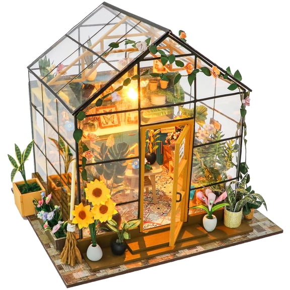 MOJINO Book Nook Kits for Adults - DIY Miniature House Kit doll house 3D Puzzle with LED Light for Adults,Tiny House Bookshelf Decor Creative Gifts for Family, Friends(Sunshine Flower House)