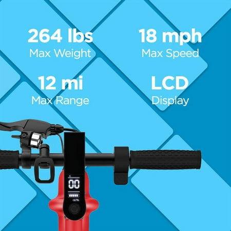 Hover-1 - Alpha Foldable Electric Scooter w/12 mi Max Operating Range & 17.4 mph Max Speed - Red