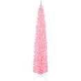 thumbnail image 1 of CoSoTower 9ft Christmas Tree with Colourful DIY Synchronized LEDs, Hinged Pencil Xmas Tree with Remote, Daily Timer, White, 1 of 7