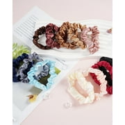 Silk Hair Scrunchies, 24 Pcs Silk Hair Ties, Soft Silk Scrunchies for Hair Elastics Ponytail Holders, Satin Scrunchies for Women Curly Thick Thin Hair