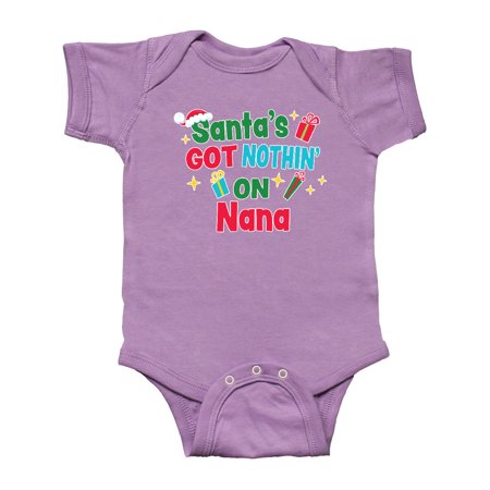 

Inktastic Santa s Got Nothin on Nana with Christmas Presents Gift Baby Boy or Baby Girl Bodysuit