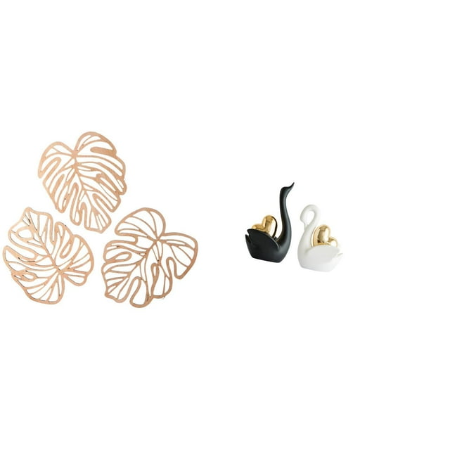Adorno de madera con hojas de palma y figuras de cisnes, estilo tropical selvático, ideal para decorar la pared de la habitación, el baño, la pared de