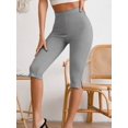 thumbnail image 5 of Women's Plus Size Solid Split Hem Capri Leggings, 5 of 10