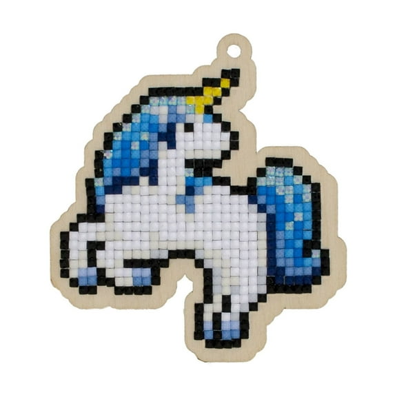 Diamond Painting Charm for Creativity, Diamond Mosaic Ornament Blue Unicorn WWp286 Square Acrylic Rhinestones