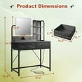 thumbnail image 3 of EnHomee Vanity Set with Mirror and Lights Vanity Desk with 2 Fabric Drawers & Charge Station Makeup Vanity Table with Lighted Mirror,Black, 3 of 7