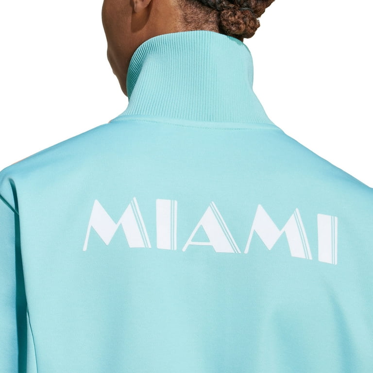 Men's adidas Originals Aqua Inter Miami CF 2024 Anthem Full-Zip