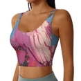 thumbnail image 2 of Yiaed Pink Parrot Tropical Blossoms Print Ladies Waistcoat Women Sports Vest Vest Sports Women Sports Top Yoga Vest for Women-X-Large, 2 of 8