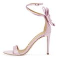 thumbnail image 2 of FSJ Women Sexy Back Bowknot Ankle Buckle Strap Sandals Open Toe One Strap Stiletto Heels Slide Pumps Wedding Summer Dress Shoes Size 9.5 Purple, 2 of 4