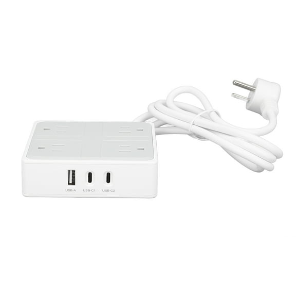 Flat Plug Power Strip, 4 Outlets 3 USB Ports Desktop Charging Station Lightweight 7 in 1 with 5FT Cord for Hotel Travel Cruise